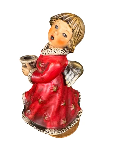 Vintage Goebel Hummel W Germania HX 328 1966 rosso angelo cantante portacandele musicale