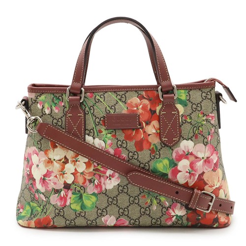 Gucci Gg blooms Handbag Tote Bag 2Way Shoulder Crossbody Pvc Leather Floral