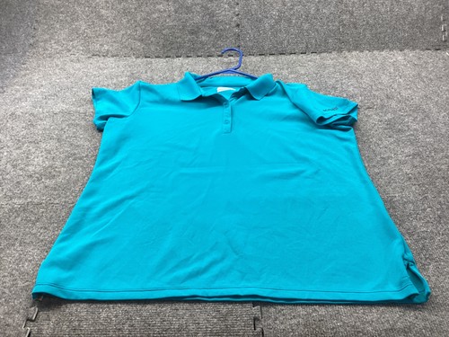 Columbia PFG Polo Shirt Womens X Large Aqua Top Blo Golf Breathable
