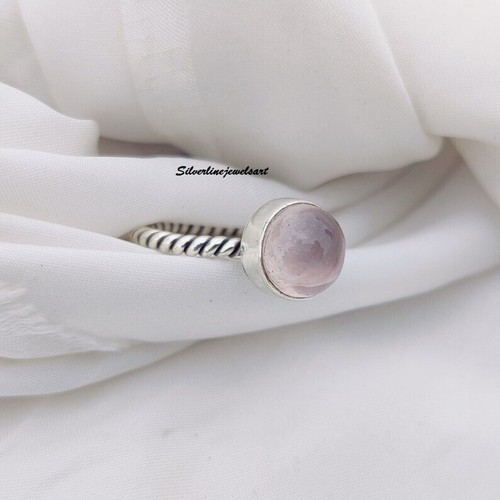 Rose Quartz Ring  Gemstone Silver Ring  925 Sterling Silver  Oval Stone All Size