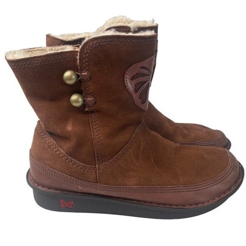 Alegria ASP 6126 Aspen Size 11 Brown Suede Sherpa Lined Wedge Sole Winter Boots