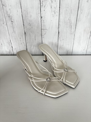 ANTA Sandali con tacco Jimmy Choo Indiya Mules 70 avorio Eur 39 scarpe punta aperta