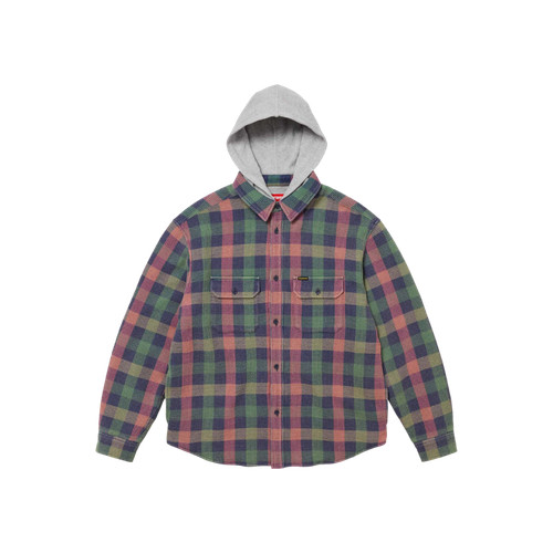 Supreme Waffle Plaid Hooded Shirt Multicolor   24FW