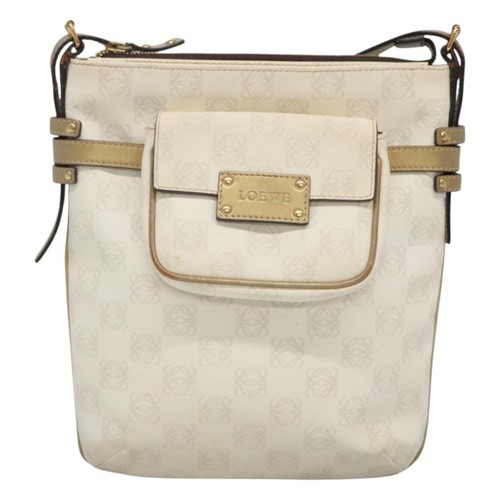 Loewe Anagram White Canvas Shoulder Bag Authentic