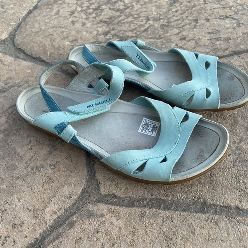 Merrell Sandali Donna 6 Guscio d'uovo Blu Piedi Nudi Pelle Vibram J61840