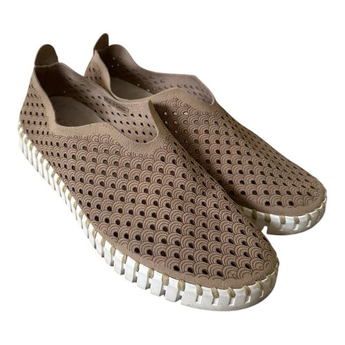 Ilse Jacobsen Hornbaek Tulip Perforated Slip on Loafers Shoes Tan Size 38 7.5 8