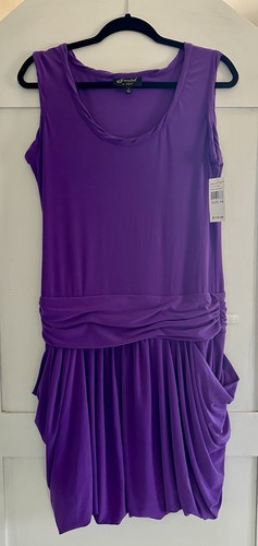 Essentials by ABS Purple Sz 10 Sleeveless Wide Strap Midi Dress Retro 80’s