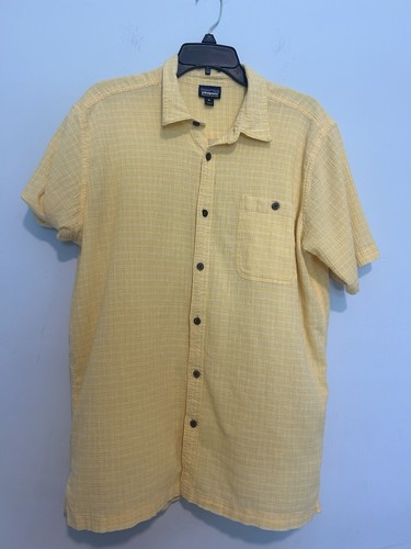 Patagonia Womens organic Cotton Button Up Blo Size XL Yellow