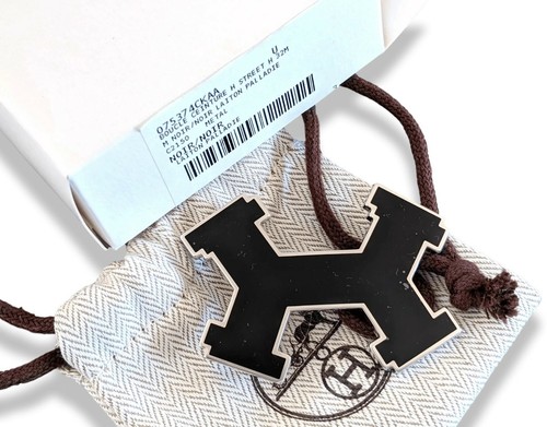 Hermes [55] Black Lacquered Enamel & Palladium STREET Belt Buckle H 32mm, NIB