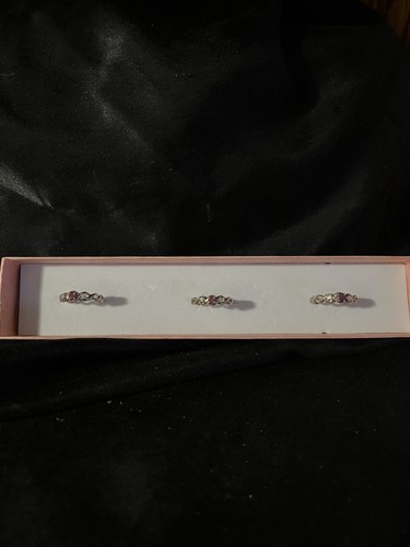Avon Sterling Silver Matching Friendship Rings(Garnet With 2 CZs   Sizes 7  8  9