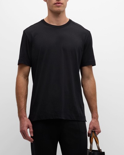 ERMENEGILDO ZEGNA New ZEGNA Men's Pure Cotton Crewneck T Shirt in Solid Black UE360A8   US42 (M L)