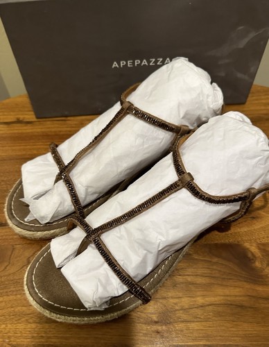 APEPAZZA 'Mauritius' Bronze Satin Sandals  Size EU 40  Brand New in Box