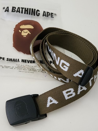 A BATHING APE (BAPE) Cintura SS22 A BATHING APE GI tessuto oliva BAPE fibbia in metallo nuova