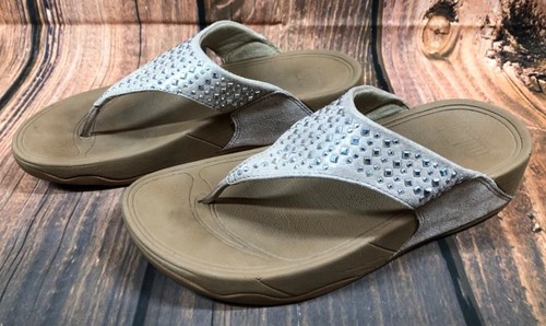 FitFlop Novy Nude Studded Flip Flop Thong Sandal Womens 8 (4x6)