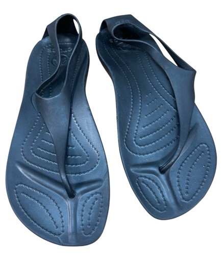 BRANDBLACK Crocs Sexi sandali infradito donna taglia 8 cinturino a T nero perizoma Serena