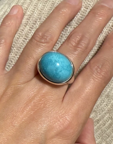 TIFFANY & CO. RARO Anello Tiffany Turchese Cabochon Versione Grande 19mm di Elsa Peretti Misura 5 8