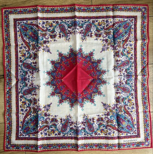 YSL Yves Saint Laurent Paisley Floral Bandana Multicolor Luxury Classic Elegant U