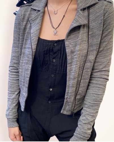 Maglia Rag & Bone grigio erica moto colletto asimmetrico giacca maglione tasche