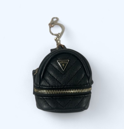 RARE Zip Design GUESS Logo Black Mini Backpack With Key Chain