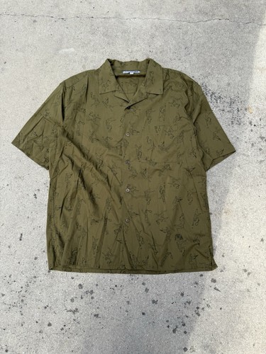 Jw Anderson X Uniqlo Mens Tennis Print Green Short Sleeve Button Up Shirt L G
