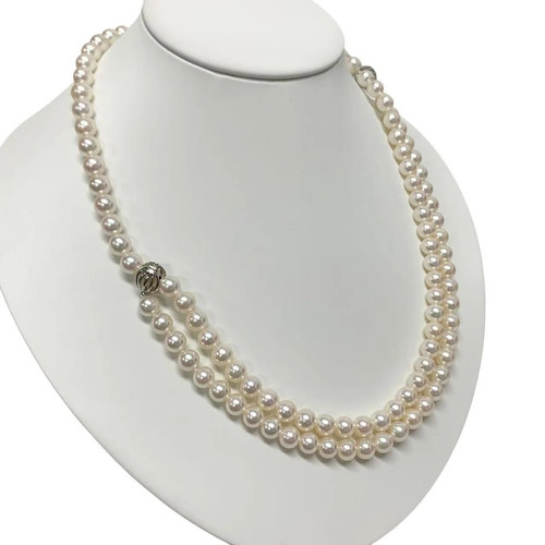 Collana regolabile Mikimoto Akoya perle 6 5 7 mm oro bianco 18 carati lunghezza 28 3 pollici 72 cm