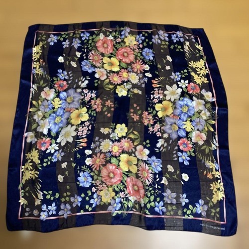 Valentino Garavani model Silk Large Scarf Floral Pattern Limited navy U