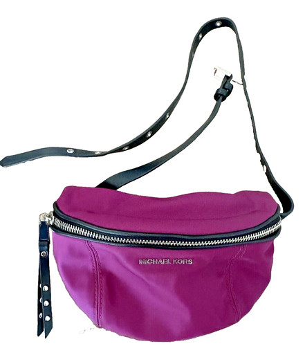 Marsupio Michael Kors viola marsupio nylon nero pelle cintura occhielli borsa