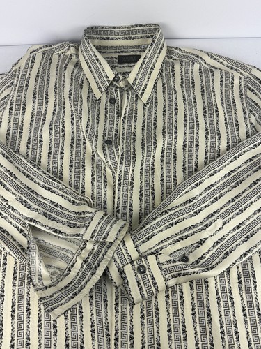 GIANNI VERSACE   Camicia uomo 100% seta vintage anni 90 bianco e nero