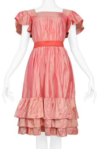 SAINT LAURENT (YSL) ABITO DA FESTA VINTAGE YVES SAINT LAURENT YSL ROSA TAFFETA