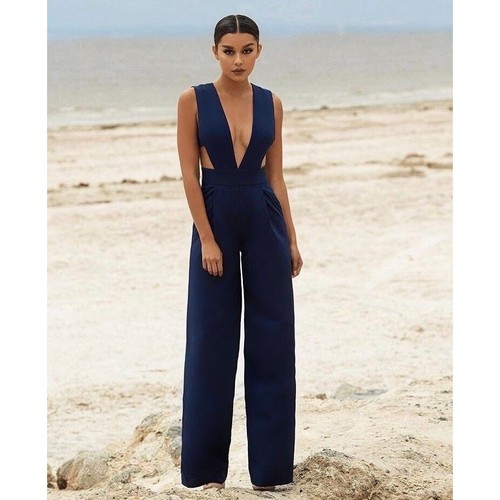 HOUSE OF CB Ho of CB Mint Lasalle Wide Leg Jumpsuit in Navy   Size S