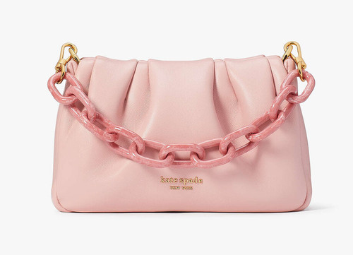 Kate Spade Souffle Smooth Leather Small Chain Crossbody Clutch ~NWT~ Pink Dune