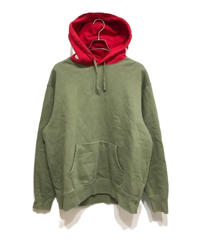 SUPREME 21AW Contrast Hooded Sweatshirt Size: L Green x red Men