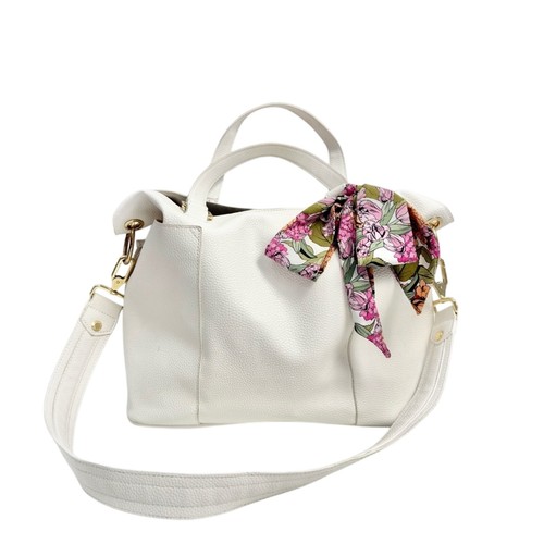 Steve Madden White Faux Leather Large Satchel Shoulder Bag Purse