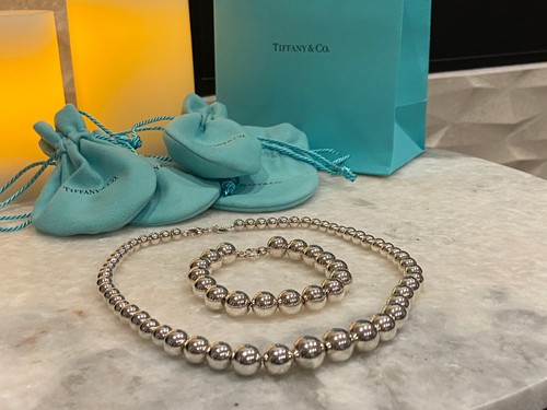 TIFFANY & CO. Set bracciale e collana perle sfere rigide Tiffany & Co argento sterling 925