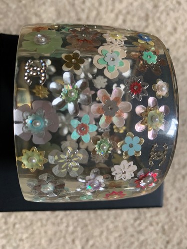 BNIB Chanel clear resin flower cuff bracelet