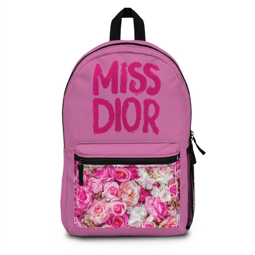 Floral Pink Backpack   Trendy Miss Dior Design  Back to School  Fashion