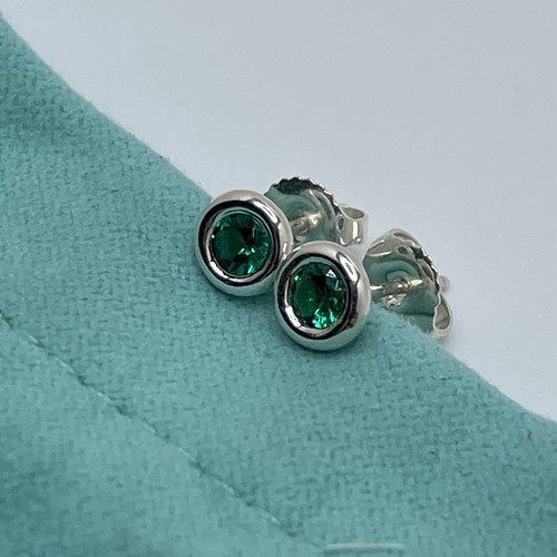 Tiffany & Co. Sterling Silver Elsa Peretti Color By The Yard Tsavorite Earrings
