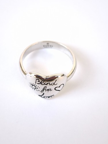 GUCCI Blind For Love 925 Silver Ring Size 18 US 7.5.