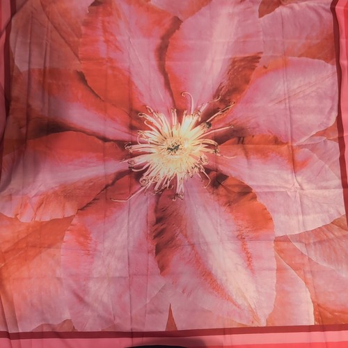 Lancome Paris Scarf Pink Floral Flower 33" Square Excellent Condition A45