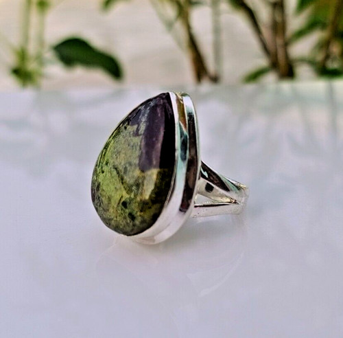 Natural Dragon Bloodstone Ring 925 Sterling Silver Handmade Gemstone Jewelry