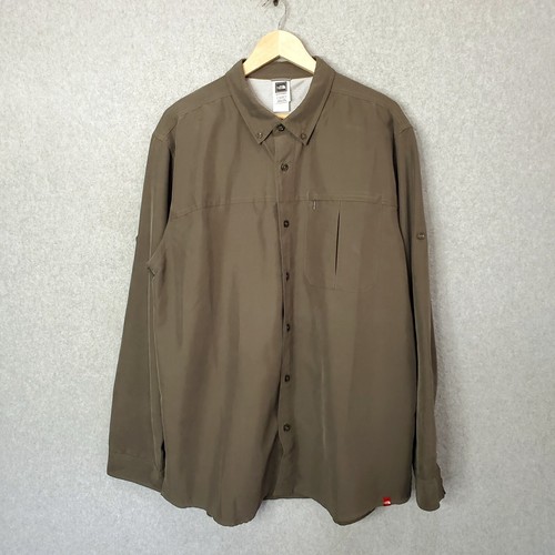 The North Face Hiking Men's Shirt XL Olive Green Outdoor Camp Modal Zip Pocket