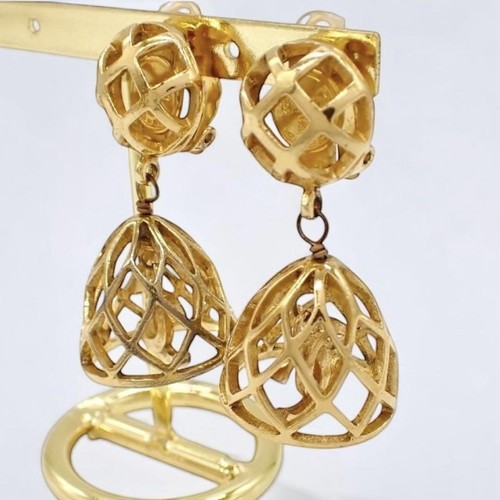 Chanel Birdcage Earrings G Coco Mark Bell Swing 3005   Authentic