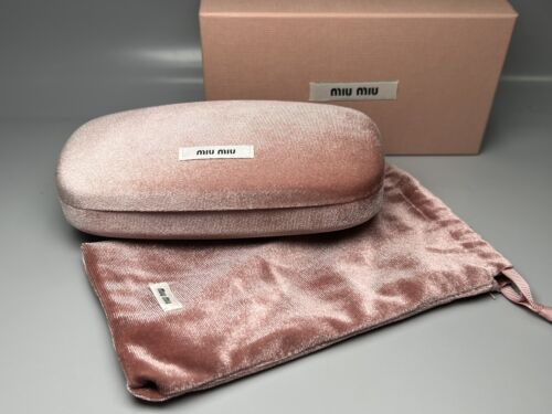 Nuova custodia occhiali da sole Miu Miu donna velluto rigido rosa regalo grande con scatola regalo