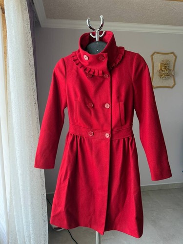 LOVE MOSCHINO LANA NYLON ROSSO CAPPOTTO GIACCA BOTTONI DONNA TAGLIA IT 40 USA 4 DONNA