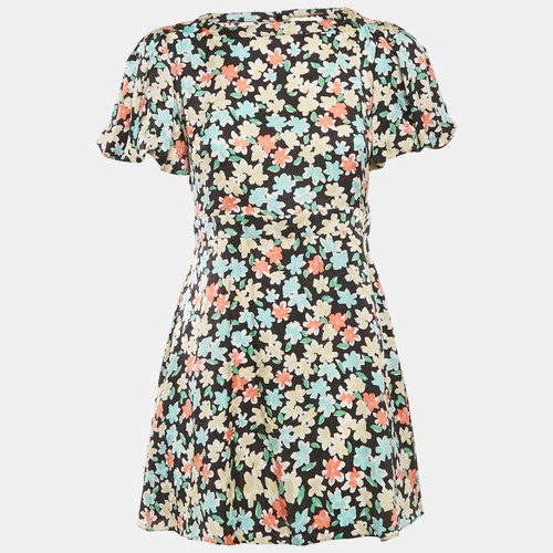 YSL Saint Laurent Multicolor Floral Silk Mini Dress S