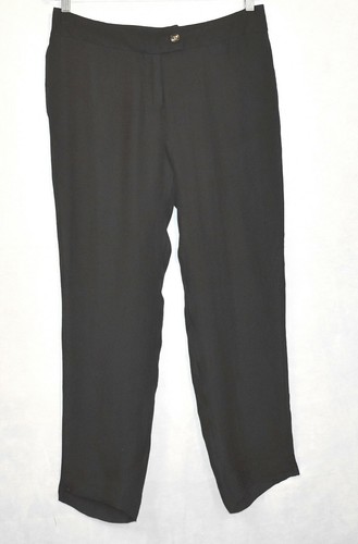 SAINT LAURENT (YSL) Pantaloni in seta C0 nuovi con etichette Yves Saint Laurent realizzati in Francia neri con vista taglia 42 $2530