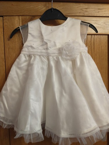 OFF WHITE Vestito Battesimo Bambina Bianco Chiaro Beige Fiori Bambina Età 0 3 Mesi Nuovo