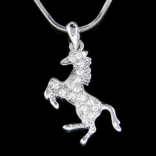 HORSE made with Swarovski Crystal Equestrian Cowgirl RODEO Stallion Necklace New