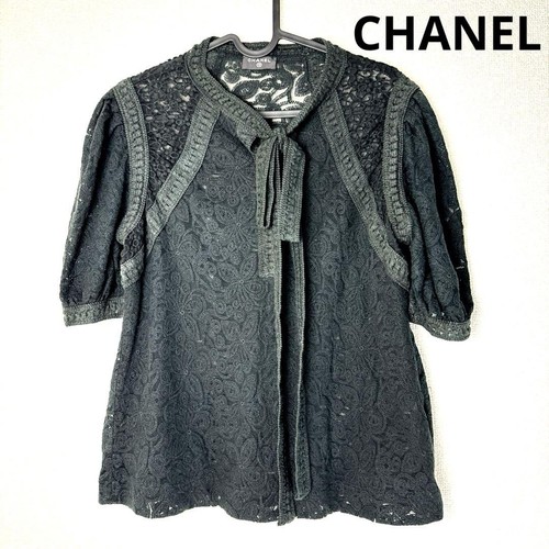 CHANEL Short sleeved blo Lace Floral Silk Blend Vintage F S from Japan