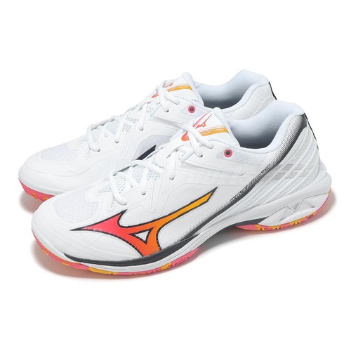 Mizuno Wave Claw 3 Wide White Orange Men Unisex Badminton Shoes 71GA2443 35